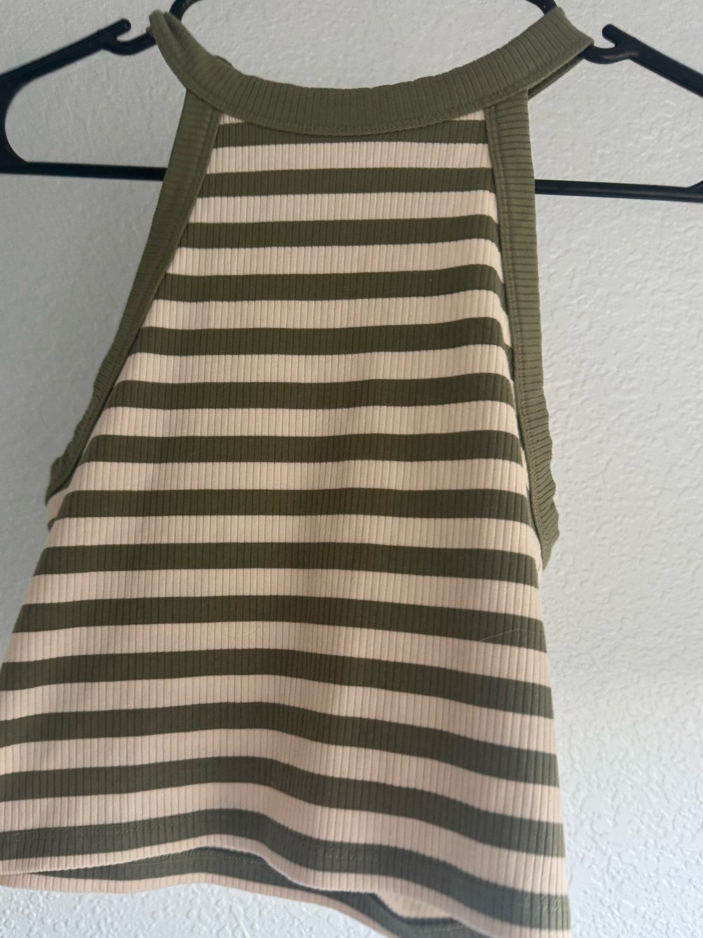 AE size small Striped Olive and Cream Ribbed tank
